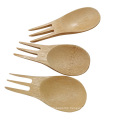 Portable fork and spoon integrated household bamboo tableware small short handle bamboo spork